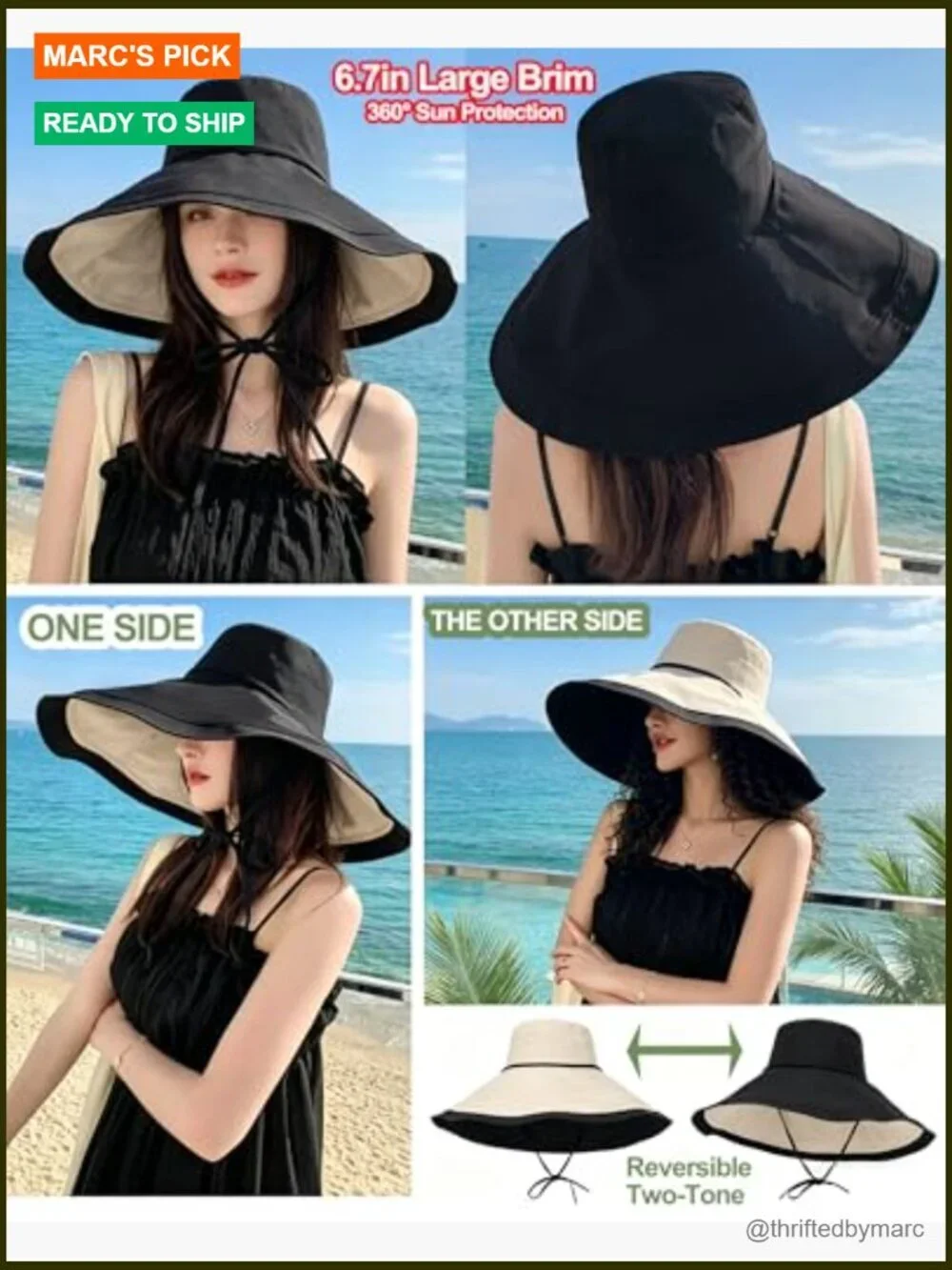 Extra Wide-Brim Sun Hat UPF50+ Reversible Wired Edge Packable Travel Beach